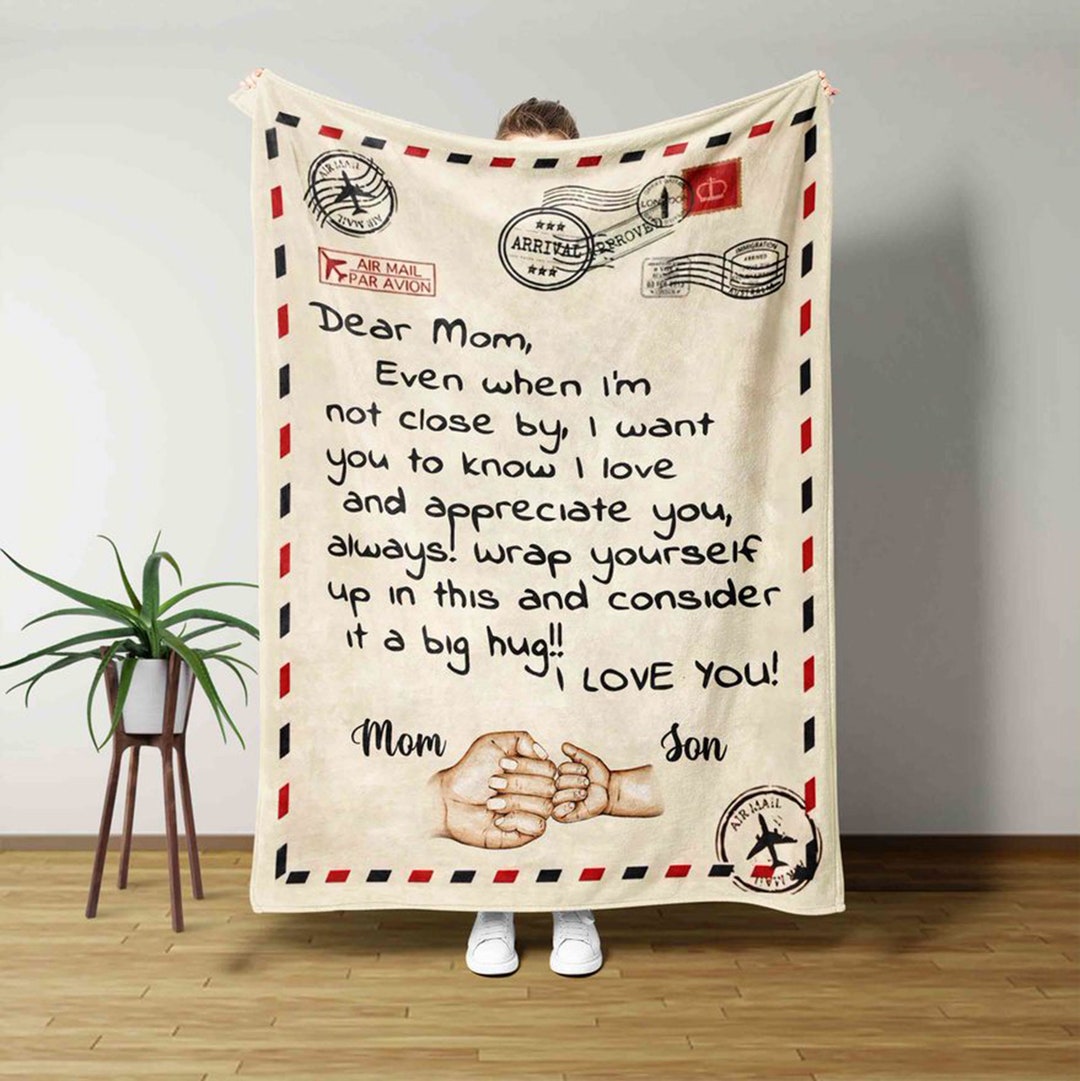 Dear Mom Blanket, Letter Blanket, Hand Blanket, Personalized Text