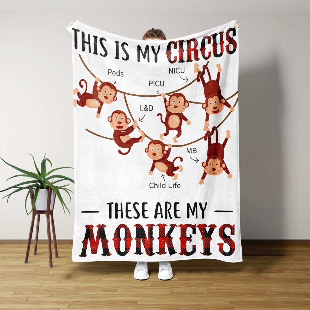 Personalized Name Blankets Monkeys Blanket Family Blanket Etsy