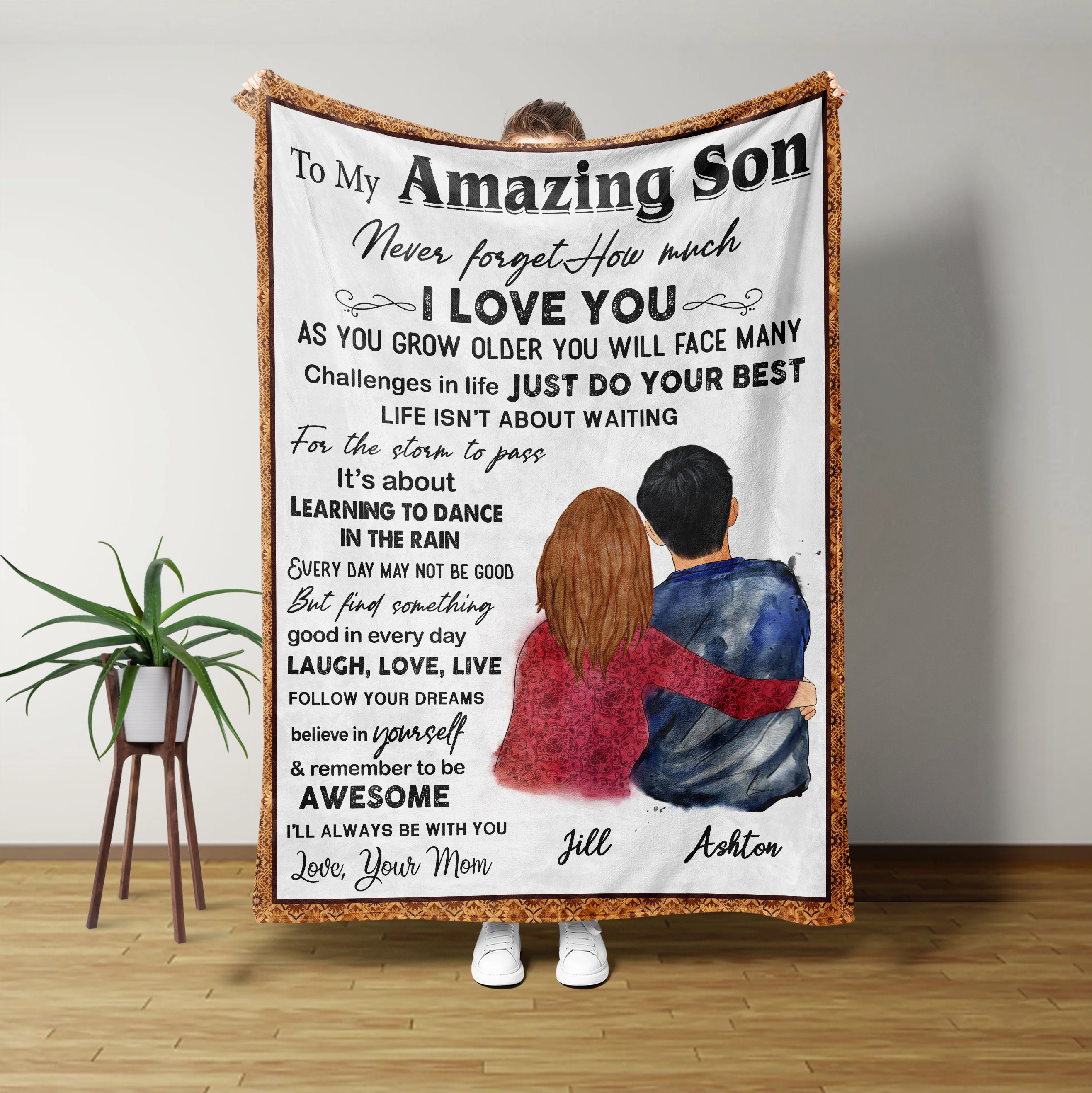 Discover To My Amazing Son Blanket, Custom Name Blanket, Custom Hair Color Blanket, Family Blanket, Mother's Gift Blanket