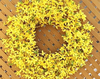 Forsythia Wreath, Bright Yellow Front Door Wreath, Vibrant Spring Decor