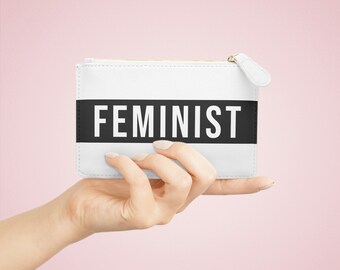 Feministisch- Mini-clutchtas- Make-uptasje- Dierproefvrij kunstleer-Vetgedrukte letters, Damesportemonnee