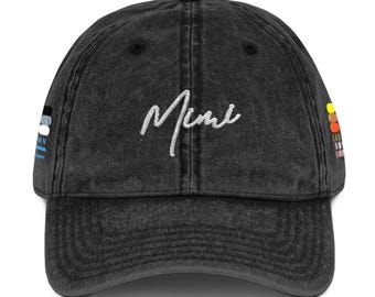 Vintage stijl Mimi-hoed - geborduurde hoed voor grootmoeders - Stijlvol, comfortabel cadeau voor Mimi - oma truckerhoed - Moederdagcadeau