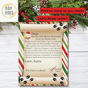 Printable Santa Letter, Printable Santa Reply Letter, Kids Letter to ...