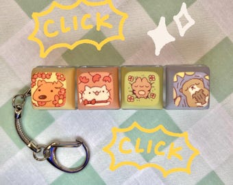 4 Key Sensory Fidget Toy Keychain ADHD - Creamy Clicky Custom Switches ...
