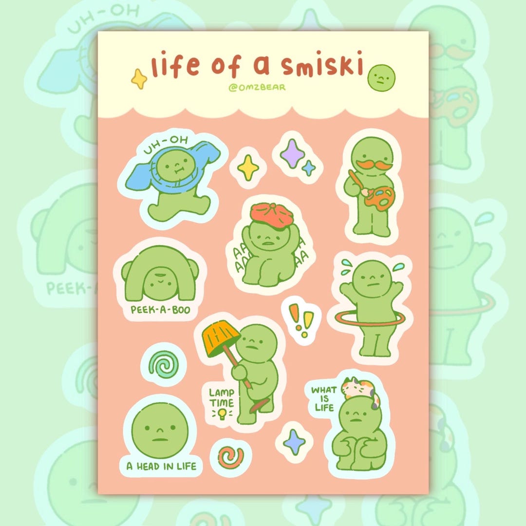 Simski Stickers Smiski Activity Sticker Sheet - Etsy