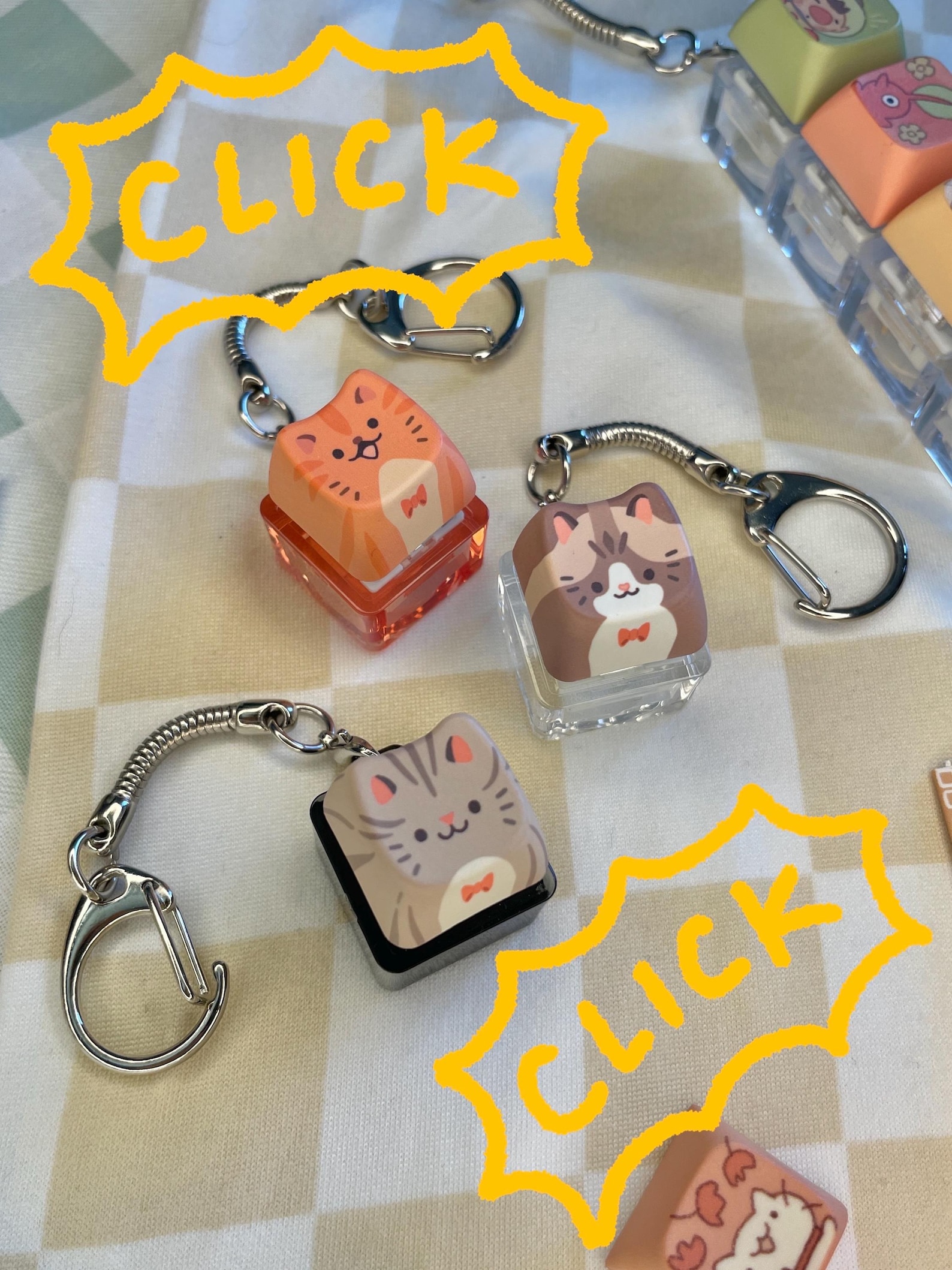 Cat Series Clicky Keychain - Etsy