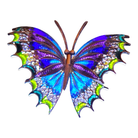 Antique German filigree enamelled butterfly brooc… - image 5