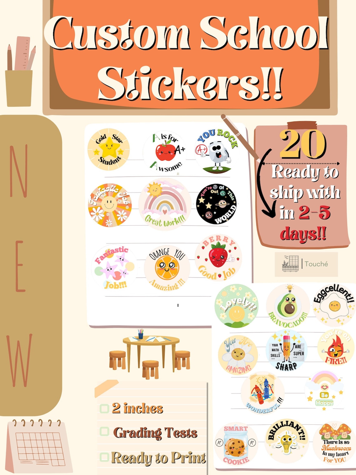 Custom School Stickers Digital// Printable Stickers Etsy