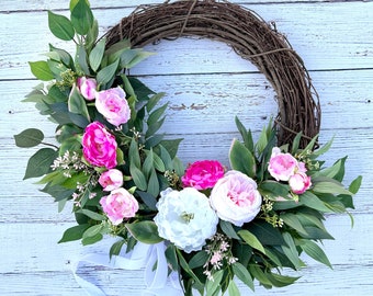 Spring wreath for front door | Mother’s Day gift | Easter wreath | Front door decor | Summer decor | Farmhouse wreath