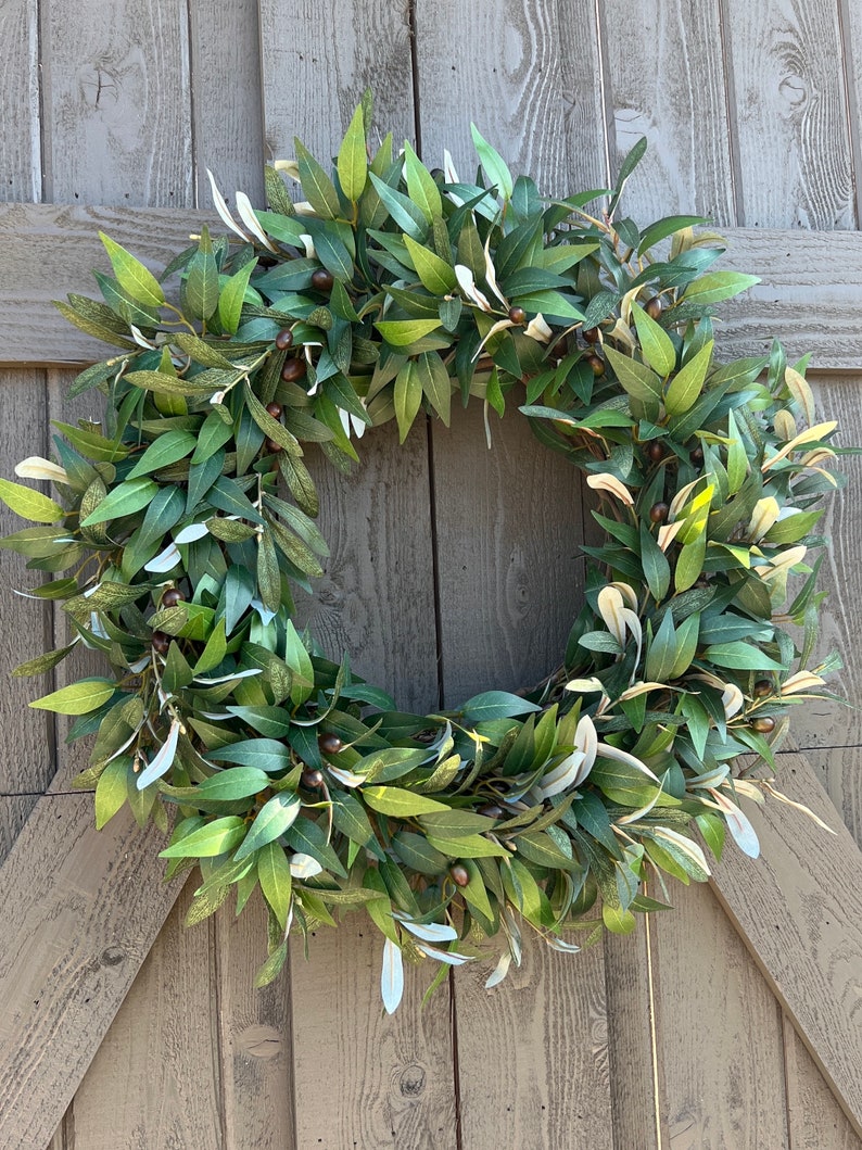 Olive branch wreath for front door, year round wreath, everyday greenery wreath, sophisticated Olive wreath, sage green wreath image 2