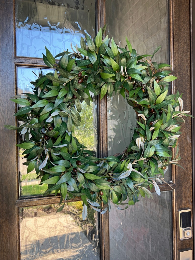 Olive branch wreath for front door, year round wreath, everyday greenery wreath, sophisticated Olive wreath, sage green wreath image 1