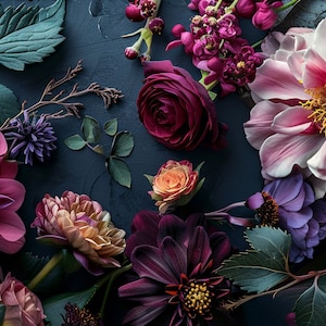 Beautifully Scattered florals on a Charcoal background Screen Saver | Phone Wallpaper | Digital Print