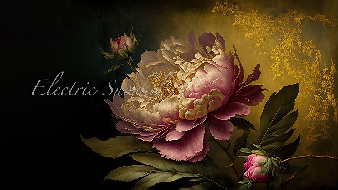 Beautiful Giant Peony With Gold Accents Screen Saver Phone Wallpaper