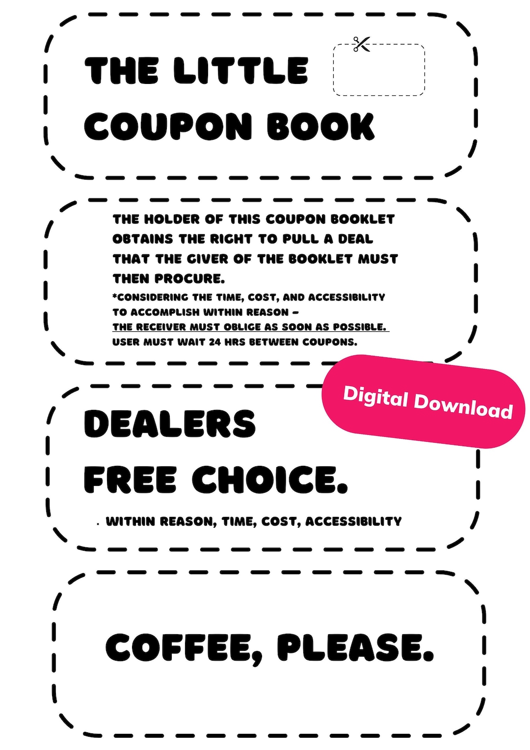 Love Coupon Book Digital Download, Printable Coupons, Humorous Couples ...