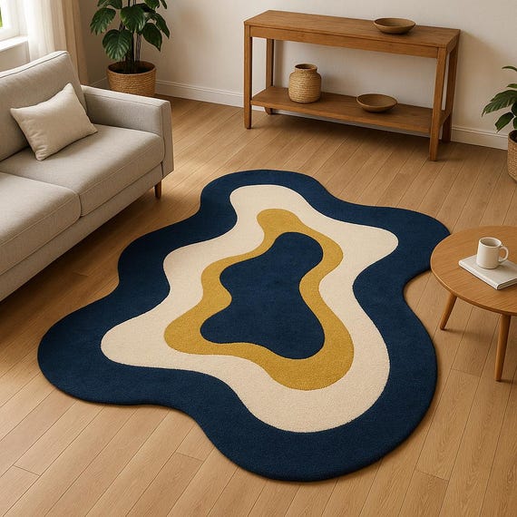 Luxury Hand-Tufted Wavy Wool Rug | Modern Abstract Carpet by Crafted Threads Rugs