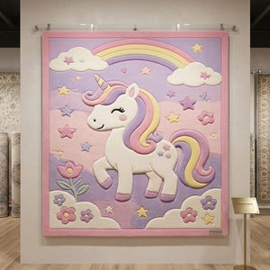 3D Hand getuftet Wolle Einhorn Teppich, Pastell Regenbogen Kinderzimmer Spielzimmer Teppich