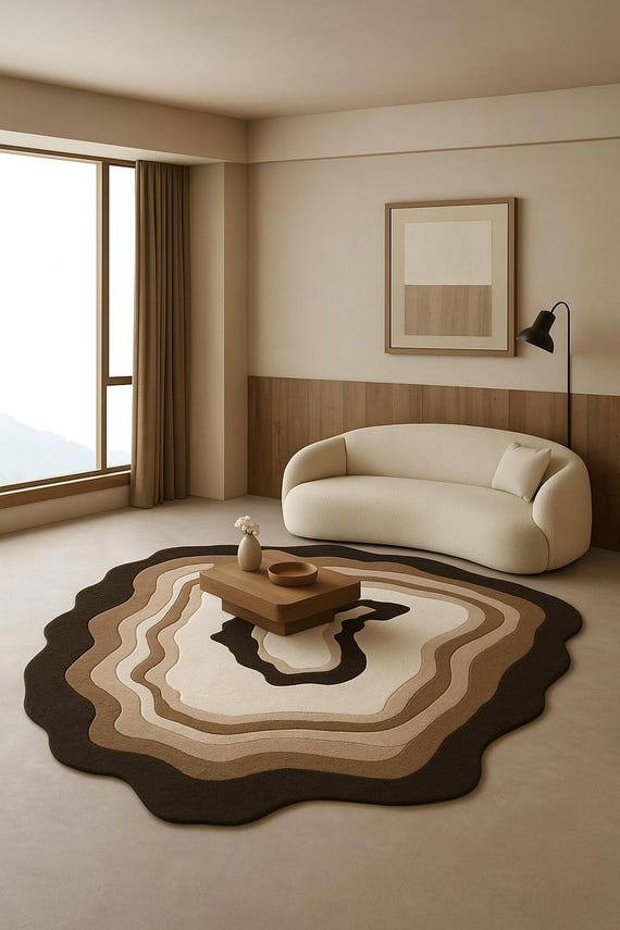 Hand-Tufted Neutral Wool Rug – Abstract Contemporary Design