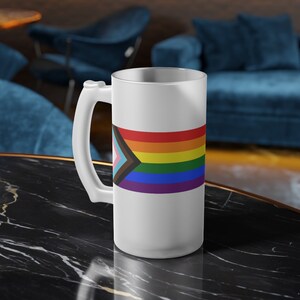 Progress Pride Frosted Glass Beer Mug