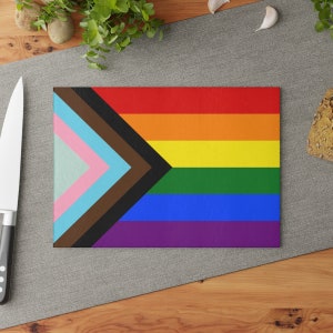 Progress Pride Glass Cutting Board