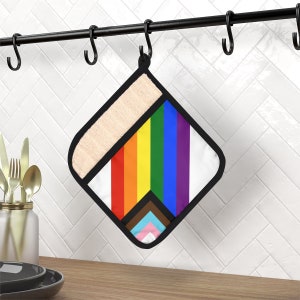 Progress Pride Diagonal Stripe Pot Holder with Pocket