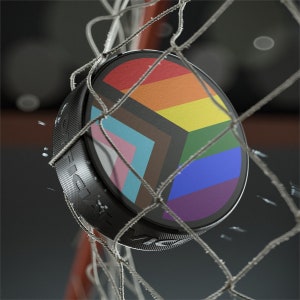 Progress Pride Hockey Puck