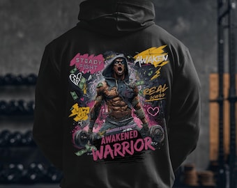 Sudadera con capucha Awakened Warrior: Grit & Grind para gimnasio - Entrenamiento para hombre