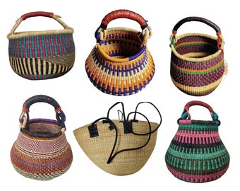 Handwoven Bolga Pot Basket - Eco-Friendly & Stylish Storage (Plants, Toys, Home Decor)