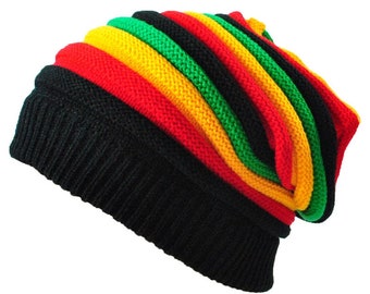 Jamaican Rasta Beanie - One Size Fits All - Winter Warmer - Soft and Comfortable Cotton/Polyester Blend - Perfect for Men and Women