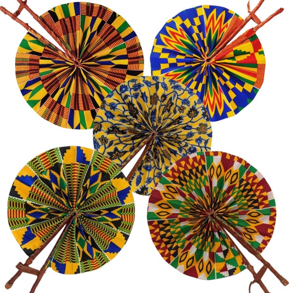 Breathtaking Breeze: Handcrafted African Folding Fan - Vibrant Colors & Intricate Patterns