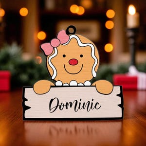 Personalized Gingerbread Christmas Ornament | Custom Name Wooden Decoration | Cute Holiday Cookie Ornament | Christmas Tree Gift