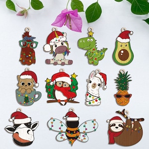 Christmas Animal Ornaments SVG Bundle, Christmas Lights svg, Christmas Ornament svg, Ornament Laser File, Glowforge SVG files