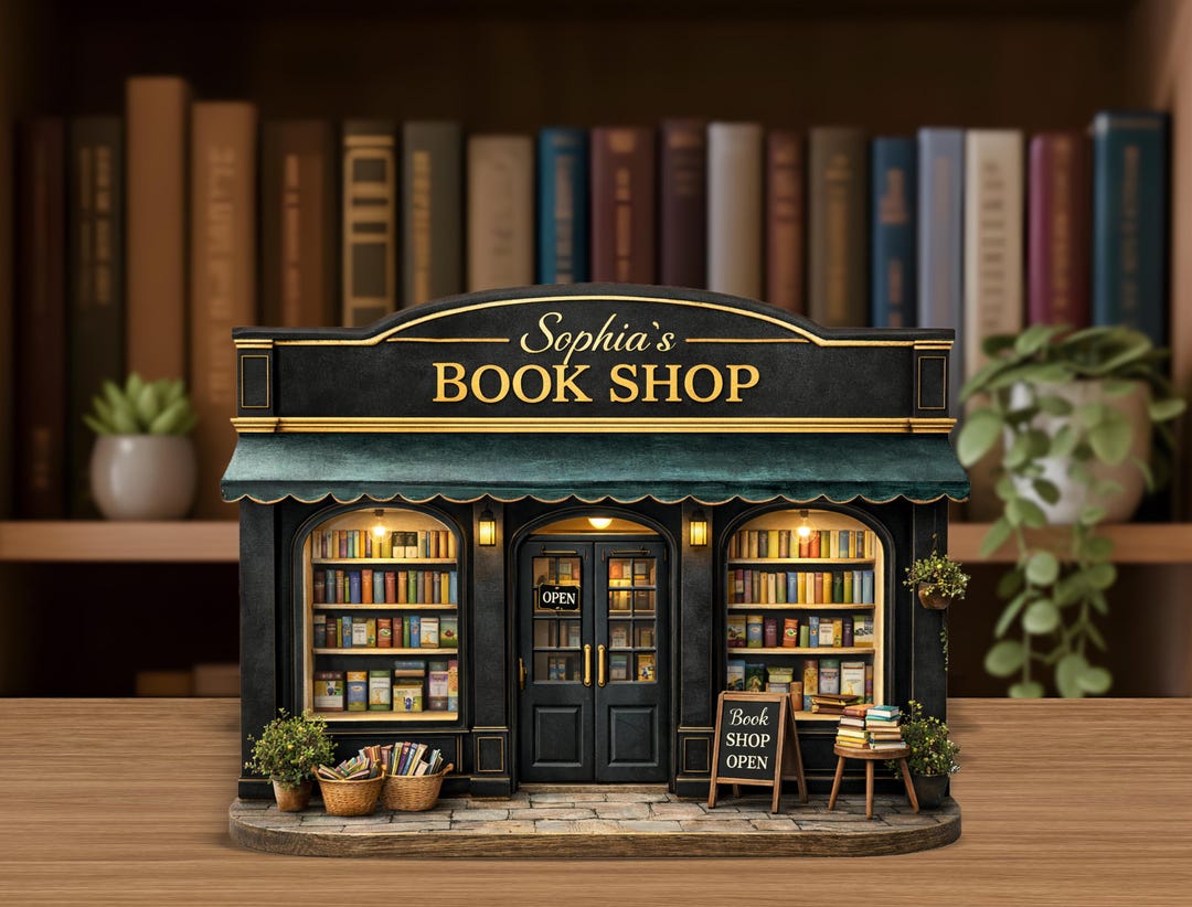 Personalized Mini Book Shop Decor, Custom Name Bookstore Display ...
