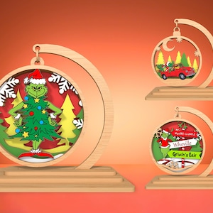 Cartoon Christmas Ornament Laser Cut File Svg,Merry Grinchmas Ornament Svg,Funny Christmas Ornament Svg,Christmas Decor ,Glowforge Svg File