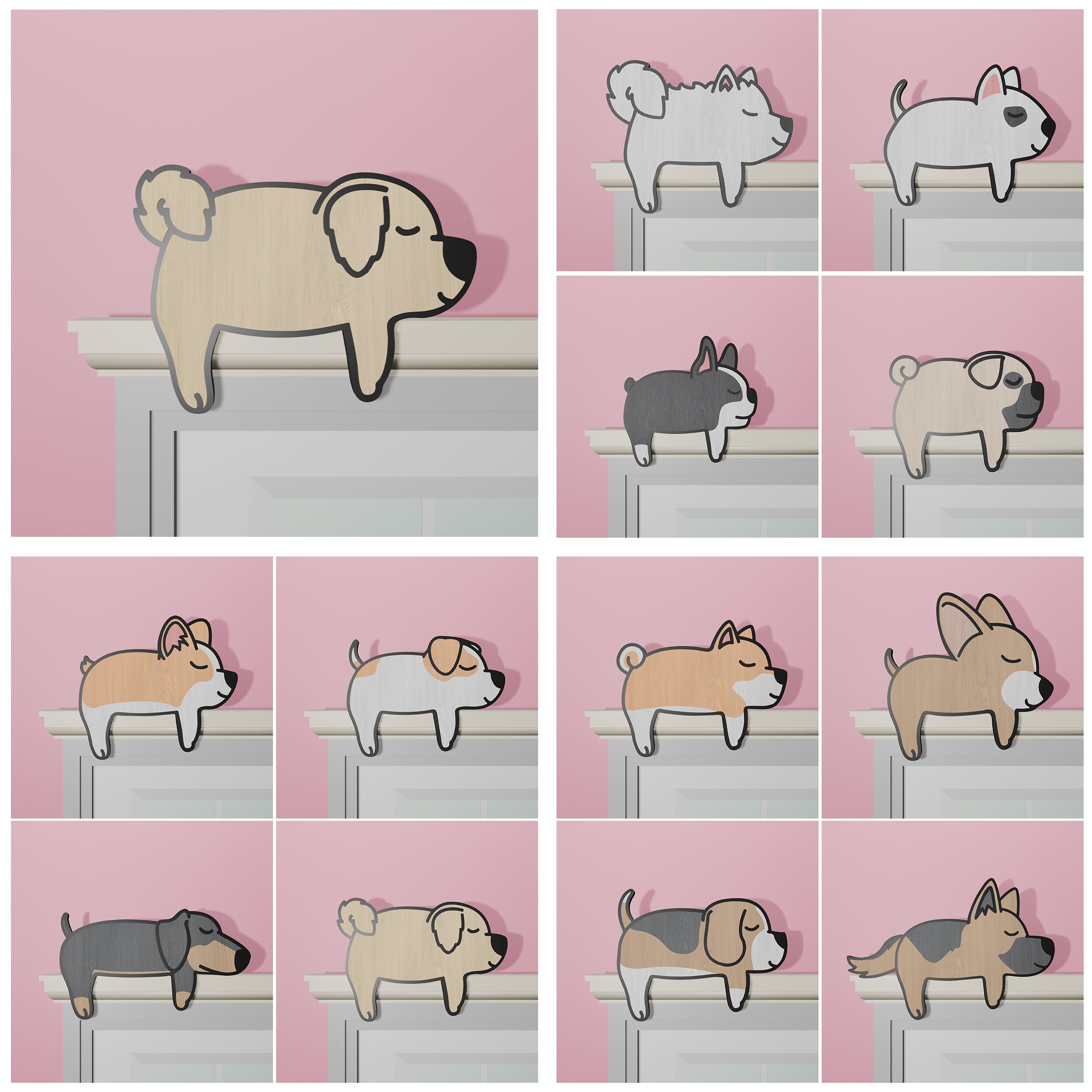 lovely Dogs Door Corner Svg,Door Corner Sign Svg,Door Trim Svg, Door Decoration Svg,Cute Dogs Laser Cut File Svg