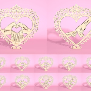 Heart Hand laser cut File, Personalized Mom And Kid Hands Heart, Mother&#39;s Day Laser File, Heart Hands Cut File, Glowforge Files Svg