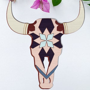 Geometric Bull Skull SVG, Laser Cut Door Sign (Digital Download)