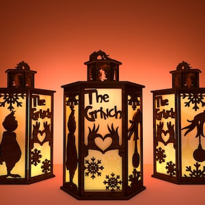 Chritmas Lantern Laser Cut File Svg,Movie Characters Lampcandle Svg, Night Light Candle Holder Laser Cut ,Candle lantern Svg ,Glowforge Svg