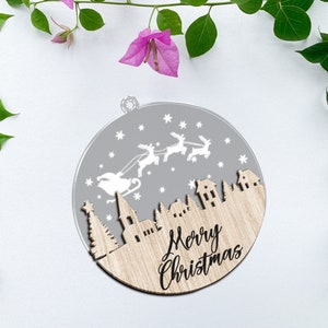 Christmas Scene Ornament SVG, Merry Christmas svg, Christmas Ornament svg, Ornament Laser File, Glowforge SVG files, Instant Download