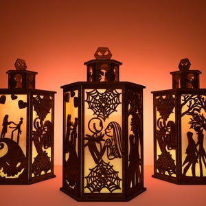 Halloween Lampcandle Laser Cut File Svg,Halloween Lantern Svg, Movie Characters Lampcandle Svg, Night Light Candle Holder,Glowforge Cut File