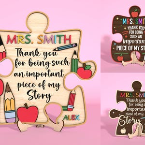 Lehrer Puzzle Zeichen Laser geschnitten Datei, Lehrer Wertschätzung personalisiert, Lehrer Zeichen svg, Glowforge svg-Dateien, Lasercut-Dateien