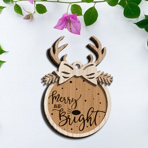 Christmas Reindeer Ornament SVG, Christmas svg, Christmas Ornament svg, Ornament Laser File, Glowforge SVG files, Instant Download