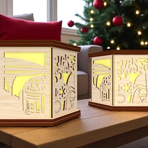 DIY Galactic Universe Lantern, Sci-Fi Movie Character Light Box, Laser Cut Wooden Lamp, Geeky Decor Gift for Him, Space Theme Night Light