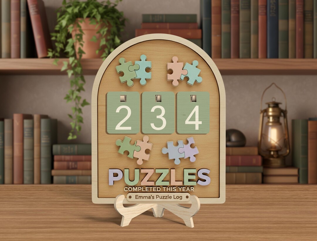 Wooden Jigsaw Puzzle Tracker Sign, Completed Puzzles Counter ...