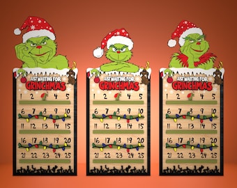 Christmas Cartoon Countdown Calendar Svg, Christmas Countdown Svg,Grnichmas Countdown Calendar SVG, Christmas Decor Svg, Glowforge Svg files