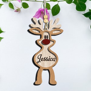 Personalized Christmas Reindeer Ornament SVG, Reindeer Ornament svg, Christmas Ornament svg, Ornament Laser Cut File, Glowforge SVG files
