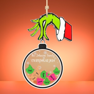 Personalized Family Chritmas Ornament Svg, Christmas Cartoon Hand Ornament Svg,Christmas Ornament Svg,Christmas Decor Svg,Glowforge SVG File