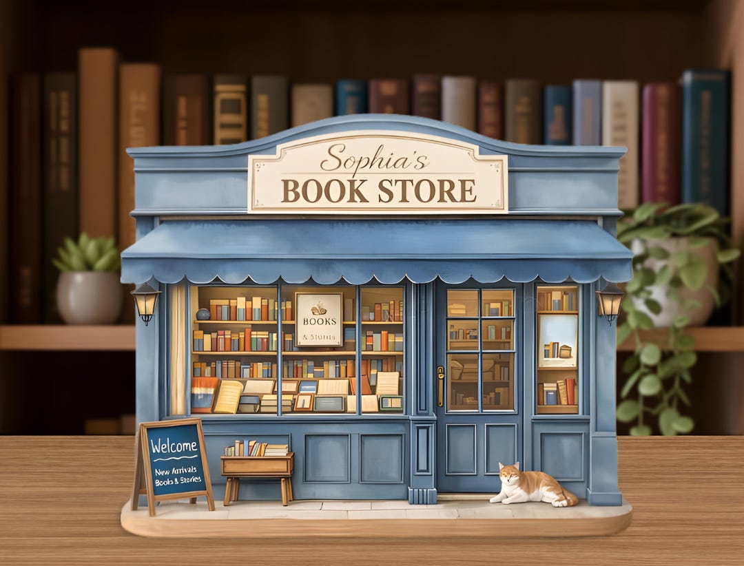Personalized Book Shop Wooden Sign, Custom Name Bookstore Decor, Book ...