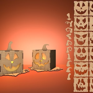 Halloween Night Light Kerzenhalter, Kürbis Kerze Laterne svg, Halloween Kürbis Lampcandle Cut File svg, Kürbis Gesicht svg, Glowforge svg File