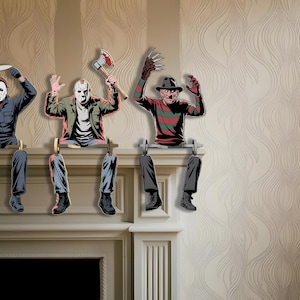 Gruselige Masked Sitzende Figur für Gruseliges Regal oder Tisch Display, Gruselige Halloween Dekoration, Halloween Horror Kantenhocker
