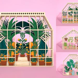 arquivo de corte a laser de estufa, arquivo de corte de armário de planta, decoração de planta de corte a laser de estufa svg, decoração de casa svg, arquivo Glowforge SVG